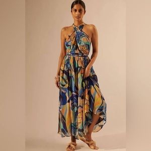 NWT Anthropologie Alexander Farmer S Printed Floral Tropical Colorful Maxi Dress